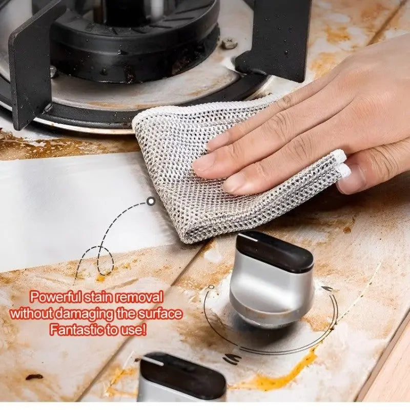 5PCS Silver Cleaning Cloth Magic Dish Towel Reusable Non Stick Oil  Dishcloth Pot Strong Rust Removal