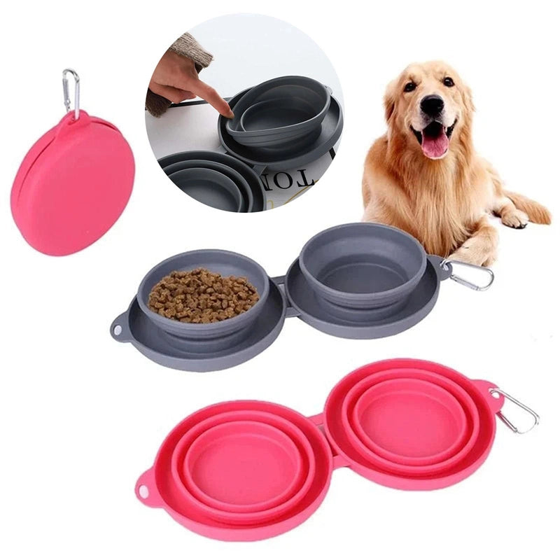 NPNGonline™  Travel Dog Double Silicone Bowl