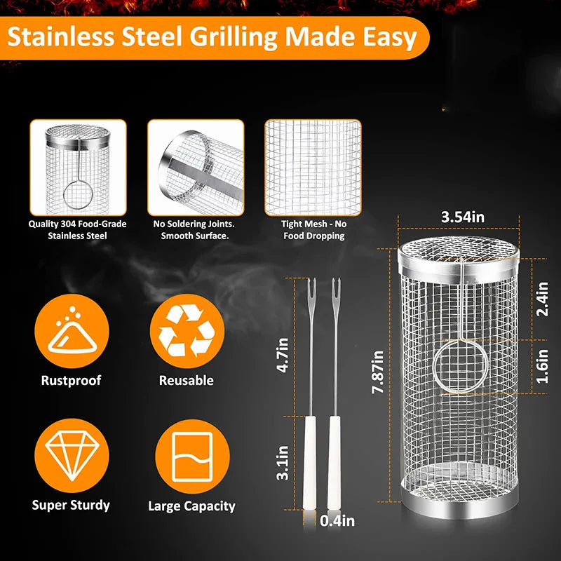 NPNGonline™ BBQ Grill Rolling Basket