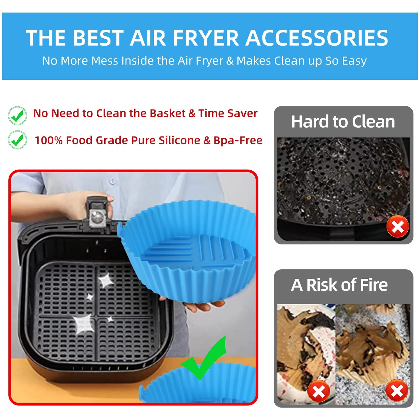 NPNGonline™ Air Fryer Silicone Baking Tray