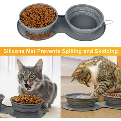 NPNGonline™  Travel Dog Double Silicone Bowl