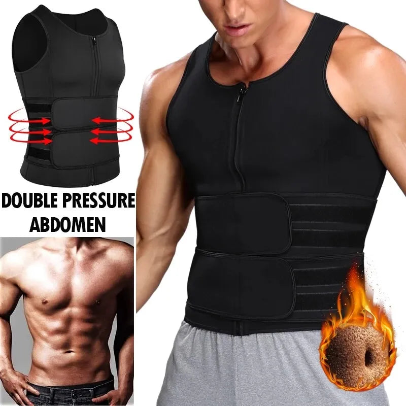 NPNGonline™ Men Sauna Zipper Tank Top with Double Belts